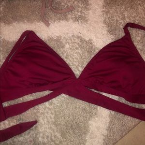 maroon wrap around bikini top